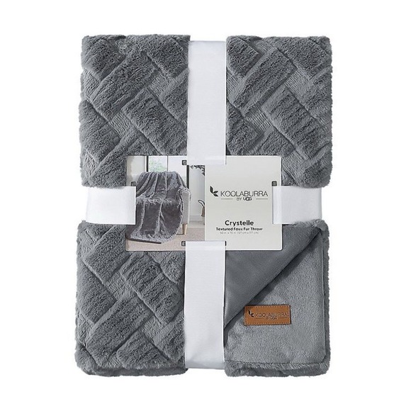 Koolaburra by UGG Crystelle Textured Faux Fur Throw 50" x 70"  Wild Dove Gray - Picture 1 of 7